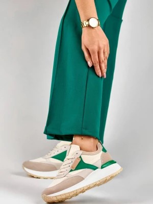Zdjęcie produktu Beżowo-zielone wygodne sneakersy damskie Merg