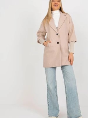 Zdjęcie produktu Beżowy damski płaszcz z kieszeniami OCH BELLA
