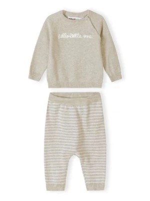 Zdjęcie produktu Beżowy komplet niemowlęcy z bawełny- bluzka i legginsy- Hello little one Minoti
