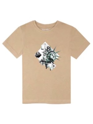 Zdjęcie produktu Beżowy t-shirt chłopięcy z bawełny Tup Tup Statua Wolności