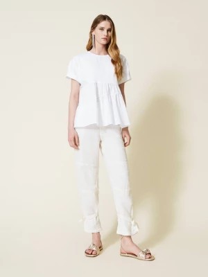 Zdjęcie produktu Biała asymetryczna bluzka z falbaną Twinset