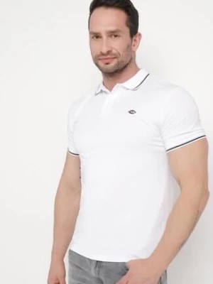 Zdjęcie produktu Biała Bawełniana Koszulka Polo z Krótkim Rękawem i Kołnierzykiem Ozdobiona Paskami Vinneli