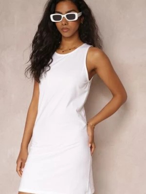 Zdjęcie produktu Biała Bawełniana Sukienka Mini o Dopasowanym Fasonie Leamisia