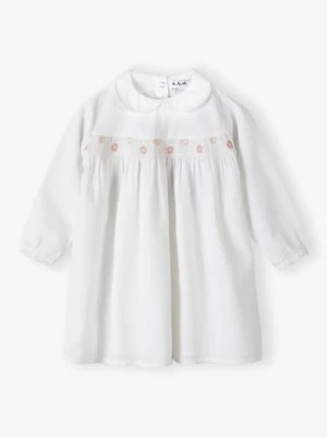 Zdjęcie produktu Biała bawełniana sukienka niemowlęca z kołnierzykiem 5.10.15.