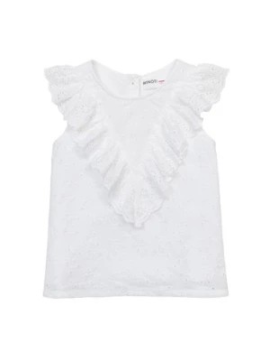 Zdjęcie produktu Biała bluzka dziewczęca haftowana z falbanką Minoti