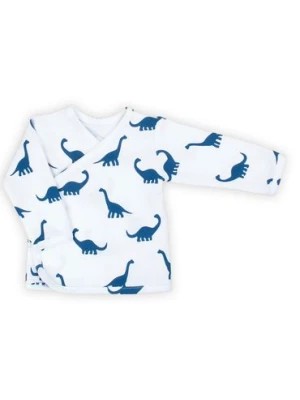 Zdjęcie produktu Biała bluzka kopertowa niemowlęca- niebieskie dinozaury Nicol