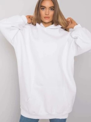 Zdjęcie produktu Biała długa bluza damska kangurka Roselle z kapturem BASIC FEEL GOOD