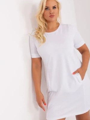 Zdjęcie produktu Biała dresowa sukienka damska plus size z bawełny RELEVANCE