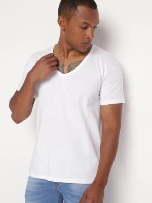 Zdjęcie produktu Biała Klasyczna Koszulka z Trójkątnym Dekoltem i Krótkim Rękawem Vorffa