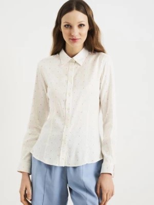 Zdjęcie produktu Biała koszula damska w drobną wilgę OCHNIK