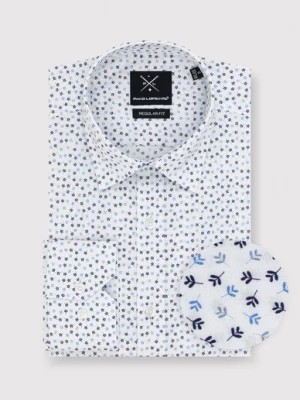 Zdjęcie produktu Biała koszula męska w niebieskie listki Pako Lorente