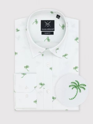 Zdjęcie produktu Biała koszula męska w zielone palmy Pako Lorente
