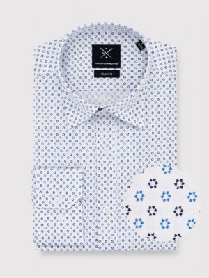 Zdjęcie produktu Biała koszula niebieskie trójkąty Pako Lorente