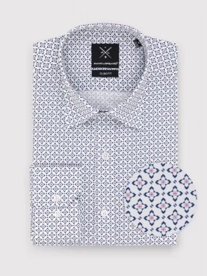 Zdjęcie produktu Biała koszula w niebieski mikrowzór Pako Lorente