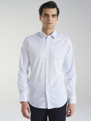 Zdjęcie produktu Biała koszula w szary mikrowzór Pako Lorente