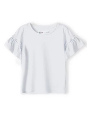 Zdjęcie produktu Biała koszulka bawełniania dla niemowlaka z falbankami Minoti