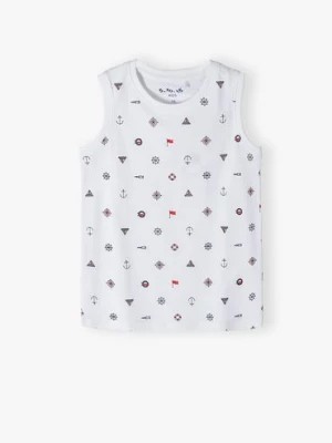 Zdjęcie produktu Biała koszulka bez rękawów dla chłopca z bawełny 5.10.15.