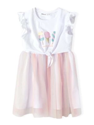 Zdjęcie produktu Biała niemowlęca sukienka z kolorowym tiulem Minoti