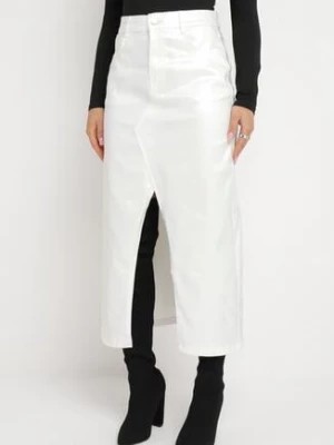Zdjęcie produktu Biała Połyskująca Spódnica Maxi z Rozcięciem Vichet
