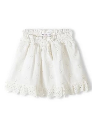 Zdjęcie produktu Biała spódniczka krótka haftowana z bawełny Minoti