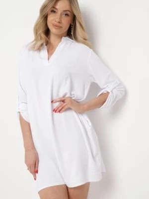 Zdjęcie produktu Biała Sukienka Koszulowa o Rozkloszowanym Fasonie Neoriana