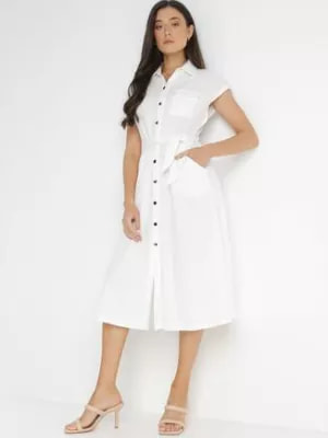 Zdjęcie produktu Biała Sukienka Koszulowa Phinitrite