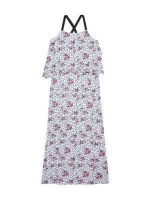 Zdjęcie produktu Biała sukienka typu maxi z nadrukiem kwiatów Moodo