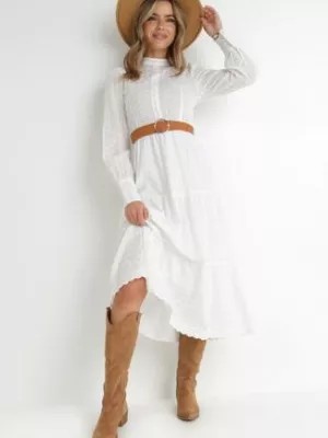 Zdjęcie produktu Biała Sukienka Z Paskiem Semynome