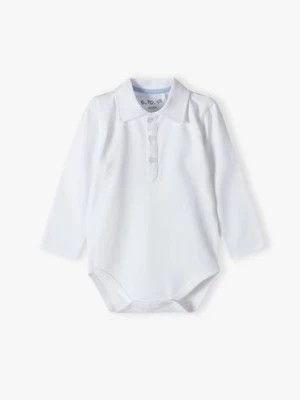 Zdjęcie produktu Białe body niemowlęce z kołnierzykiem - długi rękaw 5.10.15.