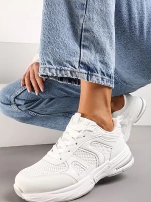 Zdjęcie produktu Białe Buty Sportowe Ozdobione Siateczką i Metalicznymi Wstawkami Lawinle