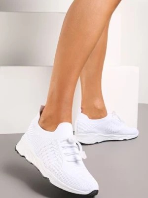 Zdjęcie produktu Białe Buty Sportowe Ściągane Gumką Ozdobione Metaliczną Nicią Rianelle