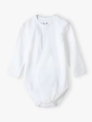 Zdjęcie produktu Białe gładkie body niemowlęce z długim rękawem 5.10.15.