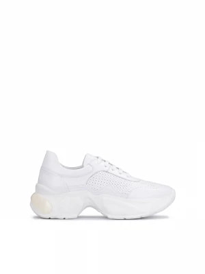 Zdjęcie produktu Białe skórzane sneakersy damskie na grubej profilowanej podeszwie Kazar