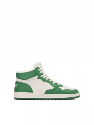 Zdjęcie produktu Białe skórzane sneakersy z zielonymi wstawkami Kazar