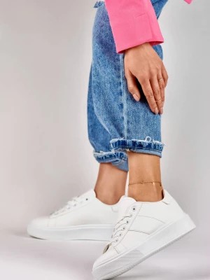 Zdjęcie produktu Białe sneakersy damskie na platformie Merg