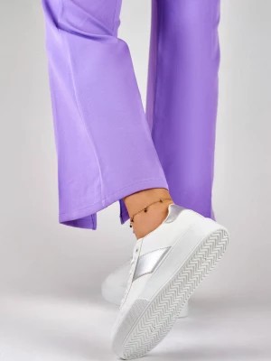Zdjęcie produktu Białe sneakersy damskie na platformie ze srebrnym dodatkiem Merg