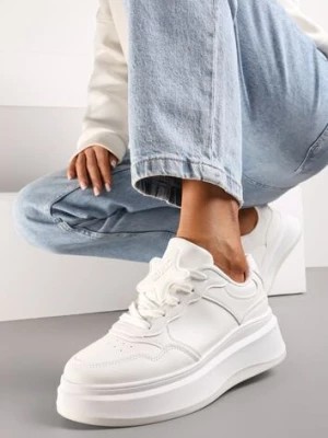 Zdjęcie produktu Białe Sneakersy na Platformie z Odpinaną Gwiazdką Ekaria