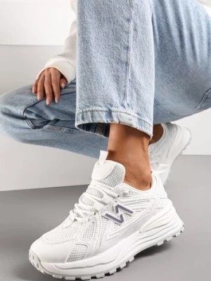 Zdjęcie produktu Białe Sneakersy na Platformie z Wstawkami z Siateczki Epionna
