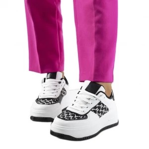 Zdjęcie produktu Białe sneakersy na wysokiej podeszwie Valpara czarne Inna marka