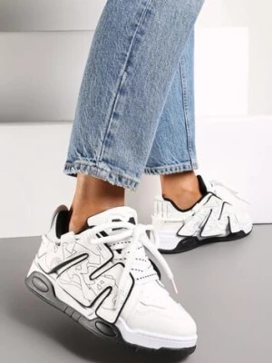 Zdjęcie produktu Białe Sneakersy z Podwójnym Wiązaniem i Ozdobną Naszywką Suhren