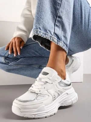 Zdjęcie produktu Białe Sneakersy z Siateczkowymi i Metalicznymi Wstawkami Telarisa