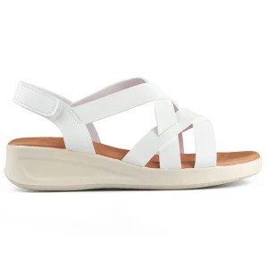 Zdjęcie produktu Białe wygodne sandały damskie na niskiej koturnie Inna marka