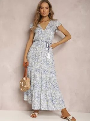 Zdjęcie produktu Biało-Niebieska Sukienka ze Sznurkiem Olathe