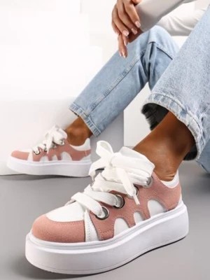 Zdjęcie produktu Biało-Różowe Sneakersy na Platformie Schiltes