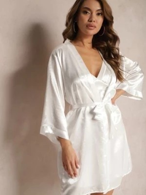 Zdjęcie produktu Biały 6-częściowy Komplet Piżamowy ze Szlafrokiem Opaską Koszulą Nocną Spodniami Szortami i Topem Kerosa