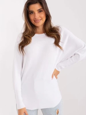 Zdjęcie produktu Biały damski sweter oversize z wiskozą