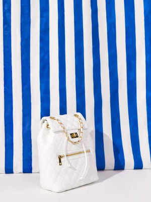 Zdjęcie produktu Biały pikowany plecak ze skóry naturalnej TARANKO