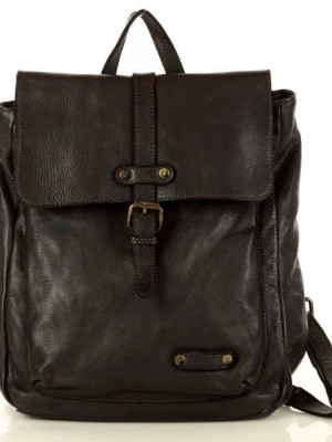 Zdjęcie produktu BIANCO Włoski Miejski plecak skórzany w stylu old look ręcznie szyty czarny Merg