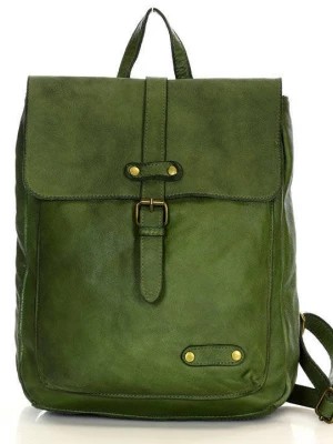 Zdjęcie produktu BIANCO Włoski Miejski plecak skórzany w stylu old look ręcznie szyty zielony Merg