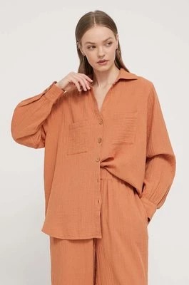 Zdjęcie produktu Billabong koszula bawełniana Swell damska kolor pomarańczowy relaxed z kołnierzykiem klasycznym ABJWT00487